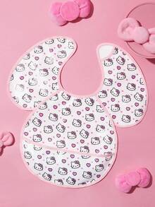 HELLO KITTY AND FRIENDS | SHEIN 6個月-2歲嬰兒防水防油防污背心式防護圍兜 TPU材質可愛卡通貓印花 粉色女款 - 彩色 - 查看 8