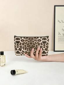 Bolsa organizadora portátil de gran capacidad con estampado de leopardo, estuche para lápices y almacenamiento - Multicolor - Ver 3