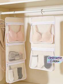 Hanging Underwear Storage Bag - Multi-Layer Mesh Organizer For Socks, Bras, Wardrobe, Bathroom, Door, Wall Mounted Closet Storage Pouch - View 1