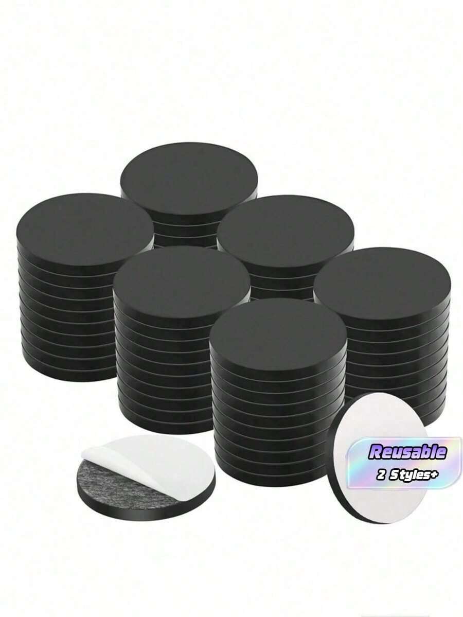 50 Pieces / 100 Pieces Round Magnets With Adhesive Backing, Soft Rubber Magnets, Self-Adhesive Magnetic Points, Strips, Soft Magnetic Patches, Refrigerator Magnets Diy - black - View 1