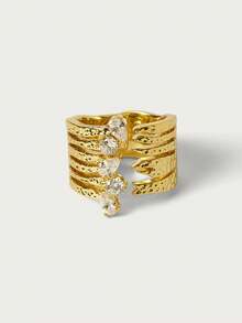Glisma Ladies Open Ring, Vintage Style, Fashion Matching, Elegant And Noble, Metallic Texture, Autumn And Winter, Premium Quality, Fit For Mother/Lady/Girl/M - Golden white zirconium - View 4