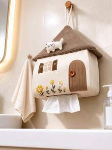 1PC Wall Mounted Tissue Box Bag - Hanging Napkin Dispenser Pouch For Bathroom, Living Room, Car, Dining Table, Portable Paper Holder, Space-Saving - View 3