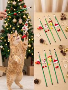 PETSIN 1 PC Christmas Cat Teaser With Cute Decoration Cat Toy - Multicolor - View 6