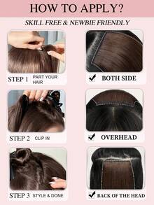 2Pcs/Set Short Straight Clip In Human Hair Extensions,6-10 Inch Nature Black Real Human Hair Clip On Hair Pieces For Women, Add Instant Hair Volume Increase Hair Thickness - S1B - View 5