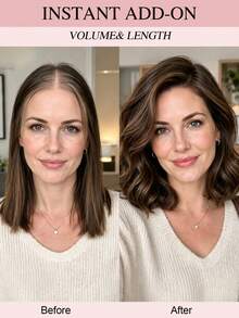 2Pcs/Set Short Straight Clip In Human Hair Extensions,6-10 Inch Medium Brown Real Human Hair Clip On Hair Pieces For Women, Add Instant Hair Volume Increase Hair Thickness - S4 - View 5