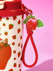 Strawberry Shortcake X SHEIN 500ml /16 Oz 真空保溫不鏽鋼杯，1個防漏蓋，適用熱飲/冷飲，適用於大多數杯架，禮物首選，派對、節日、情人節 - 紅色 - 查看 5