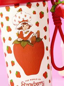 Strawberry Shortcake X SHEIN 500ml /16 Oz 真空保溫不鏽鋼杯，1個防漏蓋，適用熱飲/冷飲，適用於大多數杯架，禮物首選，派對、節日、情人節 - 紅色 - 查看 6
