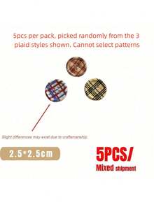 Joivida 5Pcs Aesthetic Vintage Plaid Heart Buttons, Mixed Shapes Large Buttons, DIY Craft Accessories For Journal Decoration - Multicolor - View 9