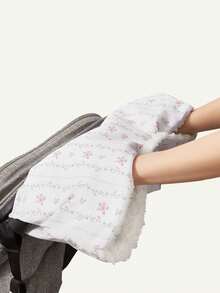 Cozy Pixies 1-Piece Stroller Accessories, Cute Floral Bow Pattern, Soft Gloves, Thick Stroller Handle Cover, Suitable For Outdoor Play In Autumn And Winter - Multicolor - View 12