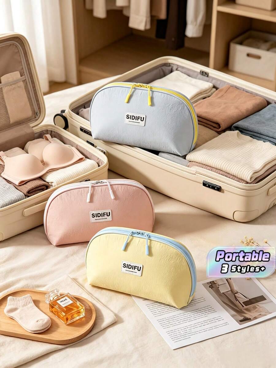 Travel Underwear Organizer Bag With Individual Compartments For Bra, Panties & Socks, Large‑Capacity Multi‑Functional Portable Cosmetic Toiletry Pouch For Business Trip & Vacation - Multicolor - View 1