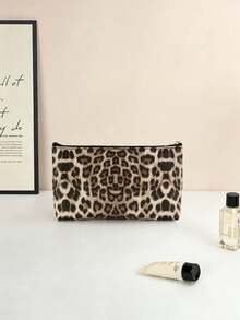 Bolsa organizadora portátil de gran capacidad con estampado de leopardo, estuche para lápices y almacenamiento - Multicolor - Ver 1