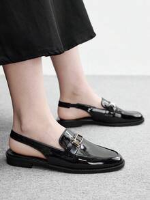 CUCCOO BIZCHIC 女款平底繫帶前扣樂福鞋 - 黑色 - 查看 5