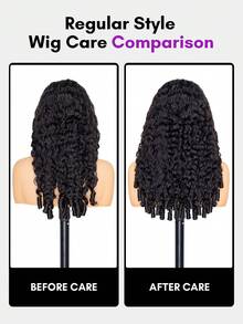 ALL READY WIG 捲髮自然黑 13x4 蕾絲前緣免膠水人髮假髮 18-26 吋 180% 密度 漂白髮結 指捲捲髮 預拔髮際線 透明蕾絲 初學者友善 即戴即走 女款 - SNatural - 查看 6