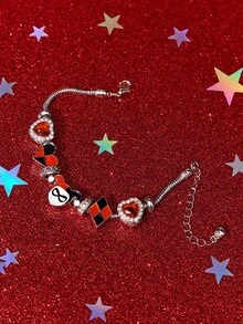 Harley Quinn X SHEIN 時尚合金鑽石可調節手鍊，滑動式手鍊，日常配戴，禮物，愛心，可愛 - 彩色 - 查看 6