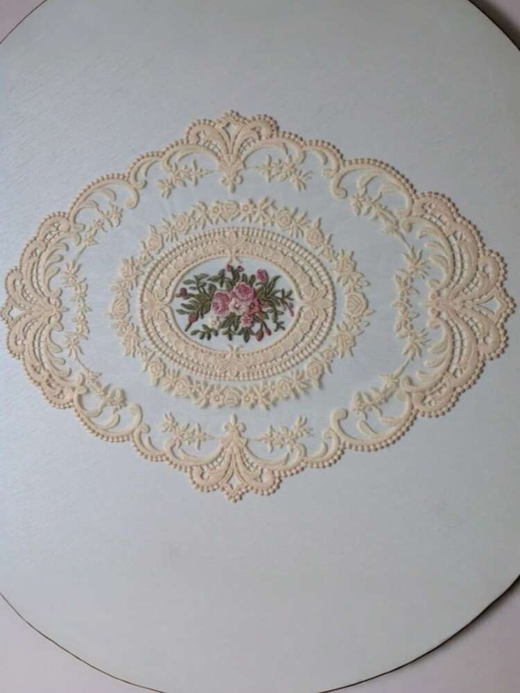 1件復古風法式蕾絲手工刺繡尼龍餐墊 桌墊 耐熱防燙 防水 適用於餐廳、咖啡廳、居家裝飾 - 彩色 - 查看 6