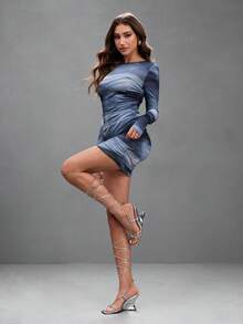 CUCCOO SZL French Square Toe Fashion Versatile Wedge Heel Leggings Sexy Women's Sandals - Silver - View 5