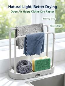 1 Kitchen Sink Organizer Rack, Two-Tier Fabric Sponge Holder, Countertop Drain Rack, Space-Saving, Kitchen Cleaning Supplies Storage, Great For Housewives/Husbands, Compact And Portable Next To The Sink, A Great Kitchen Organization Helper - Multicolor - View 2