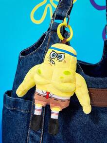 SpongeBob SquarePants | POKOJA LAND 1個肌肉聯名3D絨毛吊飾鑰匙圈，可愛站立造型，趣味壯漢設計，可掛在包包、鑰匙、書包上，適合所有年齡層，生日或週年紀念的有趣獨特禮物 - 黃色 - 查看 2
