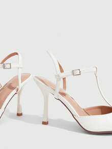 CUCCOO SZL Ladies Pointed Toe Round Vamp Empty Shoes. Painted High Heels. Versatile Commuter Four Seasons Classic Women's Shoes - Beige - View 5