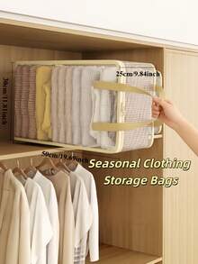 Transparent Mesh Storage Box With Sturdy Handles Foldable Breathable Visible Clothes Organizer Bin For Wardrobe Towels Bedding Home Sundries Closet Organization - Multicolor - View 2