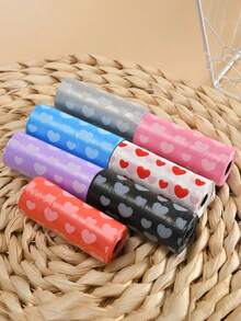 5 Rolls = 75 Packs, Baby Travel Portable Car Garbage Bags, Love Printing Garbage Bags, Outdoor Disposable Garbage Bags, Cat And Dog Toilet Bags. - Multicolor - View 11