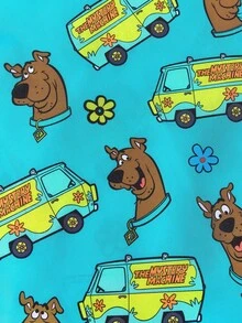 SCOOBY-DOO X SHEIN 卡通印花聚酯纖維可折疊托特包，緊湊折疊設計，適用於超市購物、日常雜務與旅行使用，大容量且耐用 - 果綠色 - 查看 3