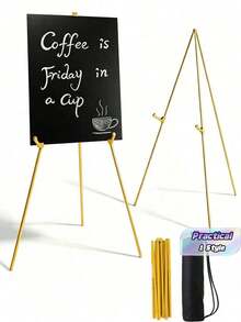 1 Piece Folding Tripod Display Stand, Adjustable Metal Gold Artistic Holder, Suitable For Wedding Banners, Stickers, Paintings, Advertising Displays For Ceremonies And Birthday Signage Decorations - Multicolor - View 2
