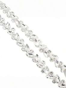 1 Yard Leaf Shaped Clear Glass Crystal Chain With Rhinestone Trim Silver Tone Sparkling Shimmering Elegant Charming Durable Versatile Multipurpose For Wedding Dress DIY Craft Sewing Home Decor Jewelry Making Gift Party Decoration Accessory Supplies - silver - View 4