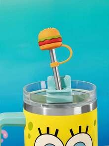 SpongeBob SquarePants | SHEIN 0.4in / 10mm Cartoon Pattern Dust-Proof Straw Sleeve, Suitable For 8-10mm Straws - Multicolor - View 7