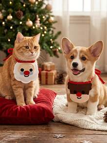 PETSIN 1 PC Christmas Reindeer Santa Pattern Pet Drool Towel - Multicolor - View 4