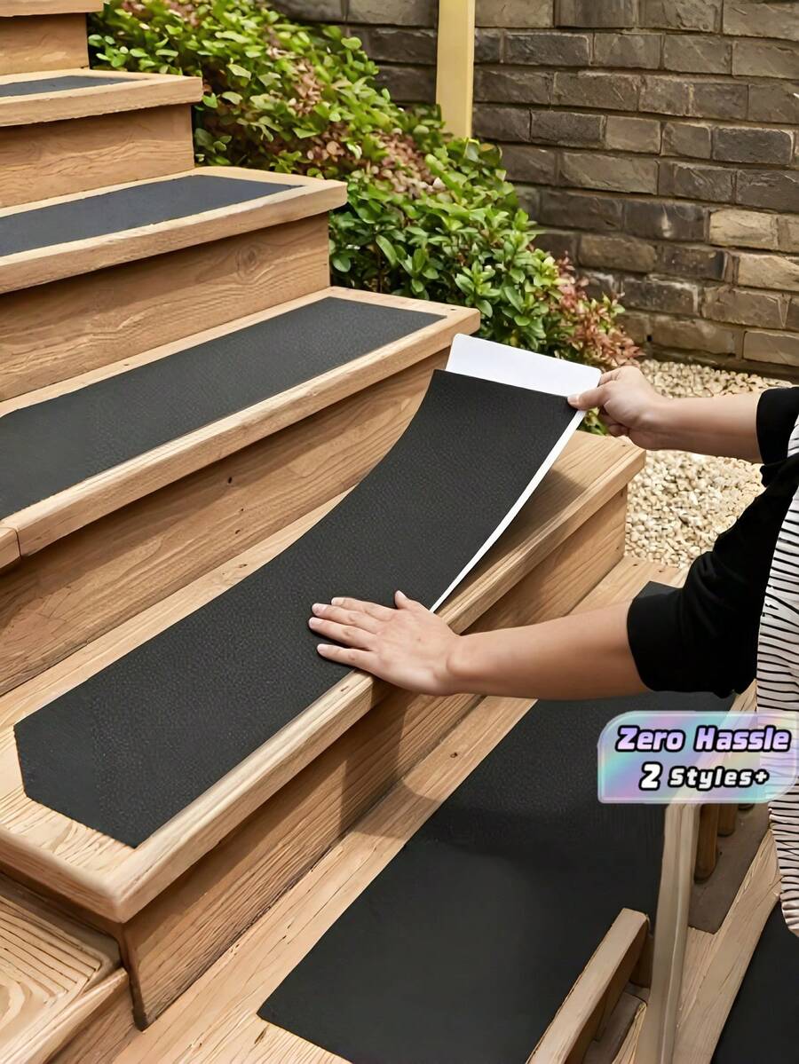 1PC Black Outdoor Stair Treads, Non-Slip Stair Mats For Wooden Steps, Outdoor Anti-Slip Stair Pads - multicolor - View 1