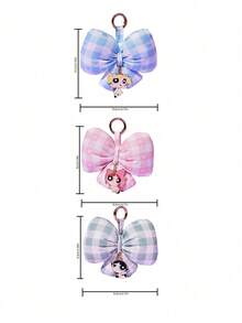 THE POWERPUFF GIRLS X Joivida 1 قطعة سلسلة مفاتيح بشكل فيونكة، مناسبة كهدية للأصدقاء - متعدد الألوان - مشاهدة 3