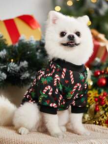 PETSIN Artist 1pc Christmas Candy Pattern Cute Printed Black Pet Sweatshirt Without Hat For Cats And Dogs - Multicolor - View 1