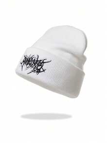Dealstrict 1 Or 2 Pcs Casual Gothic Embroidered Knit Beanie For Men, Street Style Ski Cap For Women, Warm Multi-Purpose Cold Weather Hat, Loose Fit - Multicolor - View 6