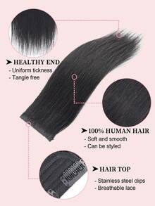 2Pcs/Set Short Straight Clip In Human Hair Extensions,6-10 Inch Nature Black Real Human Hair Clip On Hair Pieces For Women, Add Instant Hair Volume Increase Hair Thickness - S1B - View 4