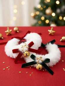 PETSIN 1PC Pet Collar, Handmade Red Bowknot Neck Decoration With Bell, Festive Christmas New Year Wedding Neck Collar For Cats & Dogs - Multicolor - View 2