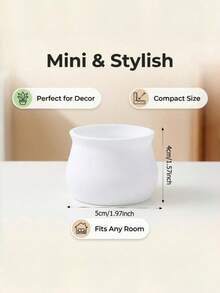9PCS Mini Flower Pot Succulent Planter White Plastic Flower Pot Desktop Bonsai Pot Decorative Fake Plant Container Suitable For Desk Home Office Decor,Birthday Gift(Plants Not Included) - Multicolor - View 3