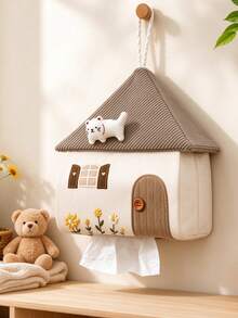 1PC Wall Mounted Tissue Box Bag - Hanging Napkin Dispenser Pouch For Bathroom, Living Room, Car, Dining Table, Portable Paper Holder, Space-Saving - View 5
