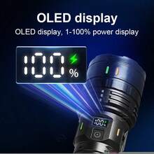 LED手電筒，可充電Type-C接口，戶外超亮遠射戰術手電筒，防水安全照明，可變焦，適用於釣魚、狩獵、徒步、騎行 - 黑色 - 查看 9