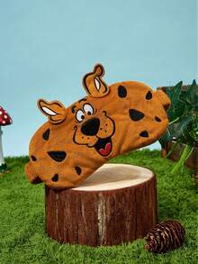SCOOBY-DOO X POKOJA LAND 1pc Themed 3D Ear Fluffy Sleep Mask With Cartoon Embroidery Print, UV Blocking Eye Mask For Travel Naps, Suitable For Home Rest, Business Trips, And Office Breaks - Brown - View 6