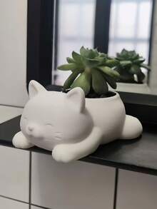 1Piece Mini Cat Shape Flower Pot Creative Succulent Cactus Planter For Indoor Balcony Garden Decor High Quality Trending Now - multicolor - View 2