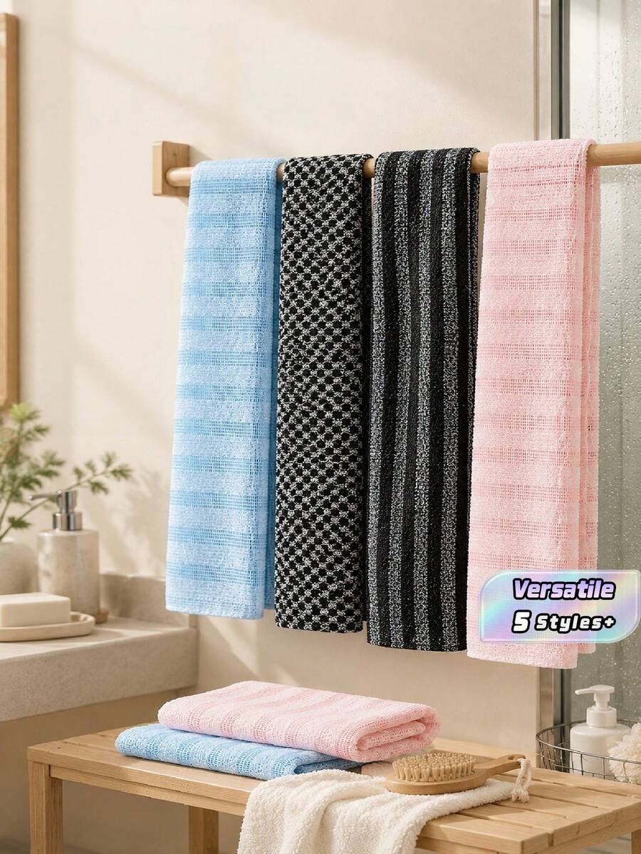 1pc African Net Exfoliating Bath Towel Set, Double Sided Design With Gentle & Rough Texture, Back Shower Scrub Towel, Premium Mesh Material With Convenient Straps, Loofah Bath Sponge For Smoother Skin, Daily Body Exfoliator - Multicolor - View 1
