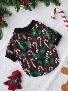 PETSIN Artist 1pc Christmas Candy Pattern Cute Printed Black Pet Sweatshirt Without Hat For Cats And Dogs - Multicolor - View 10