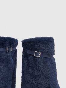 CUCCOO SZL Women Shoes Warm Buckle Decor Fuzzy Classic Fashion White Fur Boots For Spring Shoes Spring Break Easter For Christmas Spring Shoes Fall Boots - Royal Blue - View 5