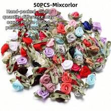 Mini Handmade Roses Flower Artificial Satin Ribbon Rosettes Fabric Appliques For Wedding Decoration Craft Sewing Accessories - Multicolor - View 21