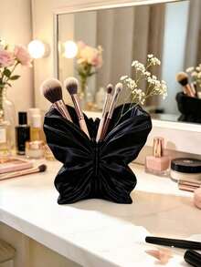 Embossed Butterfly Makeup Brush Holder, Pearlescent Glazed Desktop Cosmetic Pen Organizer, Vanity Decorative Storage & Flower Vase, Multi‑Color Option - Multicolor - View 15
