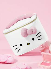 HELLO KITTY AND FRIENDS | SHEIN Cute Cat Print Large Capacity Polyester Makeup Bag With 3D Bow & Handle, Cosmetic Organizer For Travel & Daily Use - Pink bow - View 3
