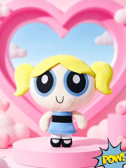 THE POWERPUFF GIRLS X SHEIN 1 szt. pluszowa lalka kreskówkowa, wykonana z miękkiego materiału z wykwintnym haftem, do dekoracji na kanapie lub w samochodzie, odpowiednia na prezent
