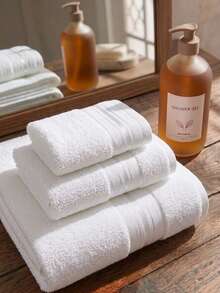 Cirelle 1pc Bright Satin Border Pure Combed Cotton Towel, Soft Highly Absorbent Decorative Bathroom Towel For Bathroom Spa - White - View 2