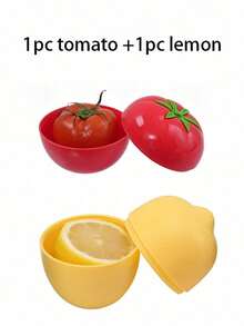 1pc/2pcs/5pcs/6pcs Reusable Vegetable/Fruit Fresh-Keeping Boxes, Lemon/Onion/Garlic/Bell Pepper/Apple/Tomato Storage Containers, Refrigerator Kitchen Utensil Cabinet Organizer,Perfect For Holiday Parties Camping Family And Leftover Food Preservation - Multicolor - View 22